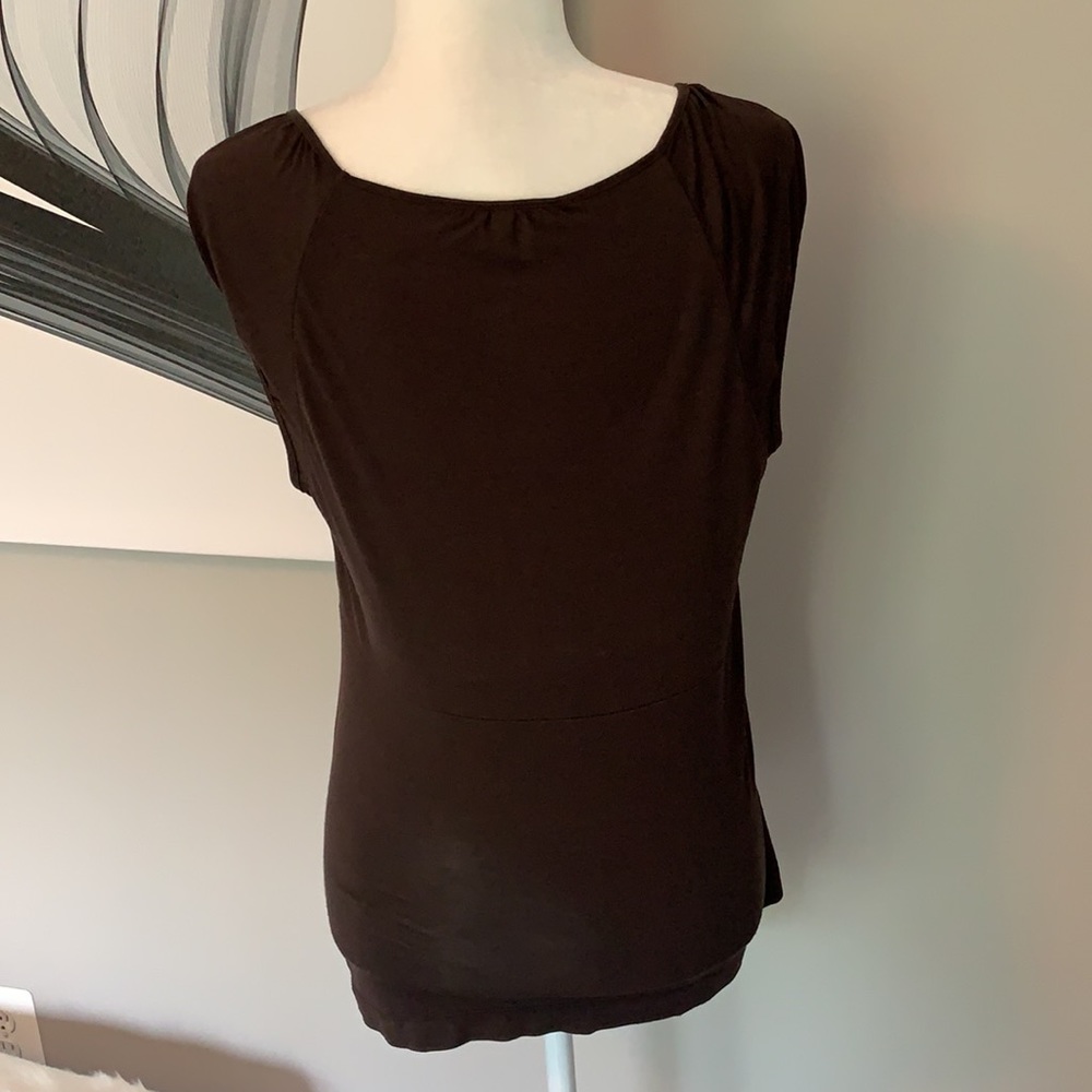 Semantiks brown empire waist cap sleeve ruched top - Picture 6 of 6